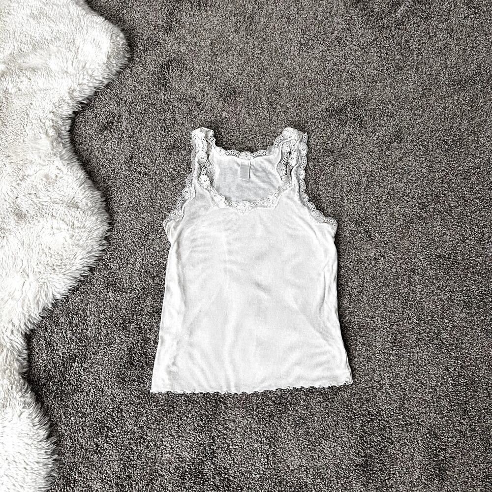 DKNY Cream Lace Detailed Tank Top Size Small